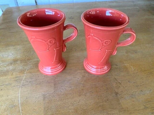 Fiestaware Fiesta Ware Latte Mug Cup Homer Laughlin Poppy Orange 6-1/4" Tall NOS