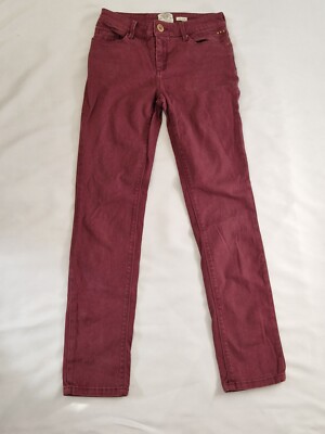 Womens River Island Jeans Red Burgandy Size 10R Skinny Fit