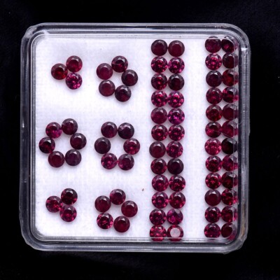 76 Pcs Natural Rhodolite Garnet 2.70mm Round Cut Untreated Sparkling Gemstones