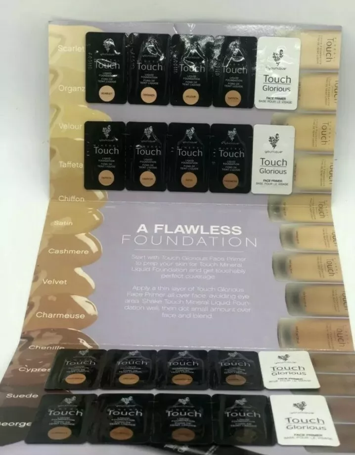 Younique Touch Mineral Liquid Foundation 16 Samples 4 Primers New