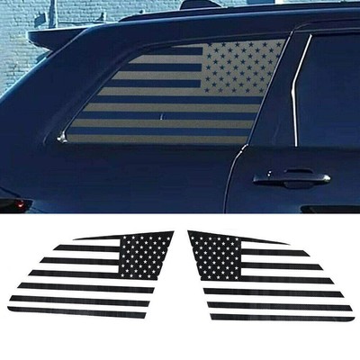 TESIN USA Flag Vinyl Decal Set For 2011-2018 Jeep Wrangler JK 4-Door Rear Windows