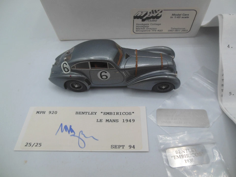 Extremely Rare MPH Models Bentley Embiricos Le Mans 1949 RN 6 S Hay & T Wisdom - Image 3 of 4