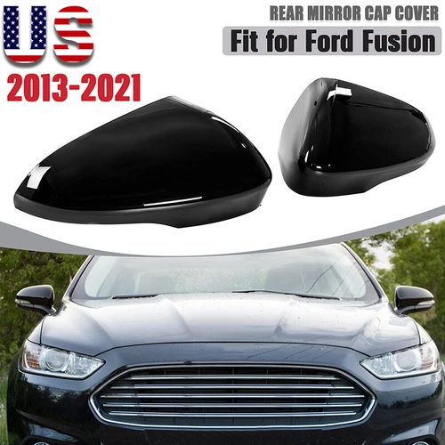 For Ford Fusion 2013-2022 Front Right+Left Rearview Mirror Cover Cap Gloss Black