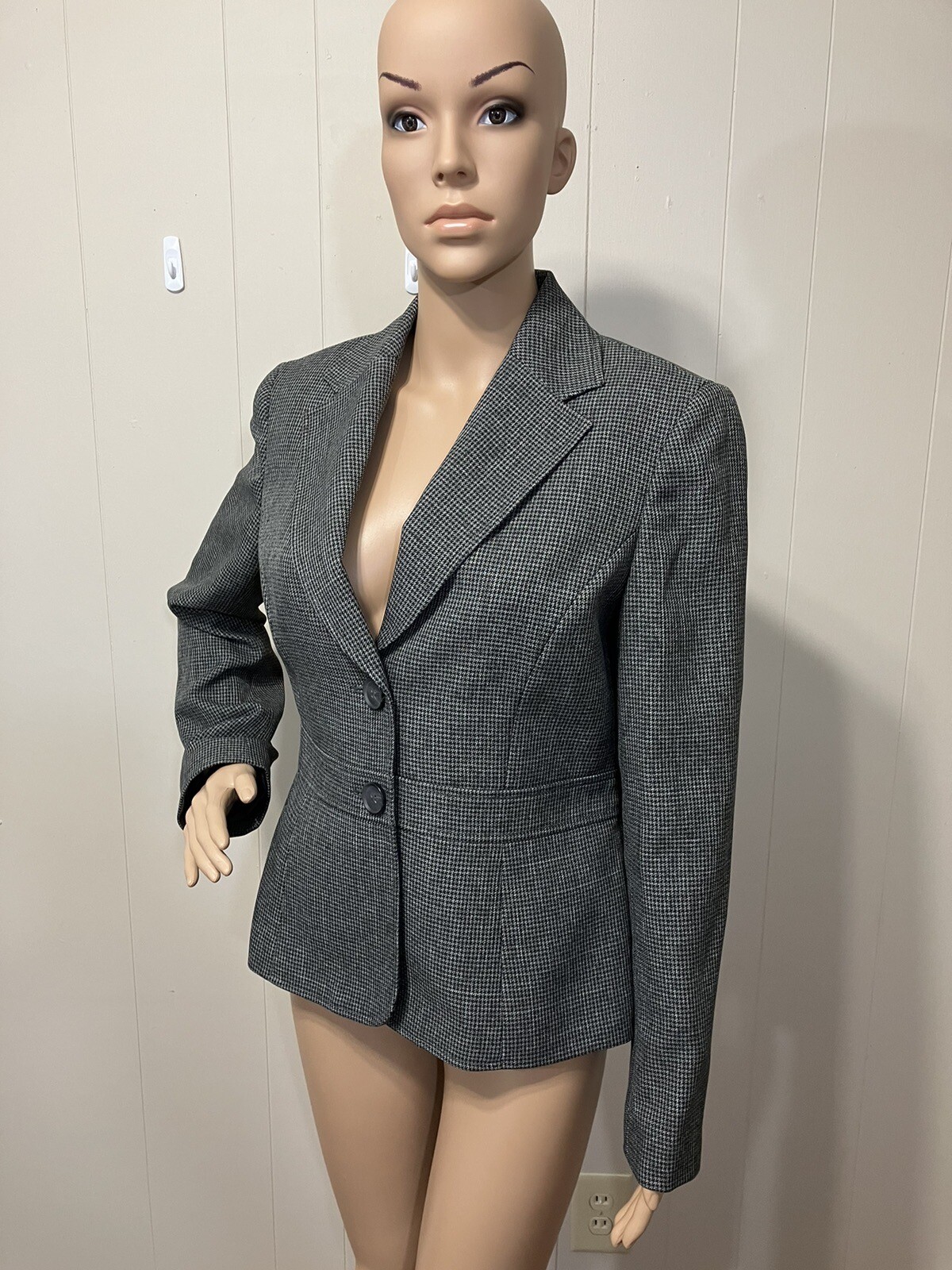 EUC! "Kasper" Fully Lined Polyester Houndstooth B… - image 1