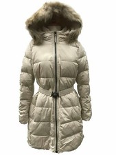 Coach Long Puffer Coat Winter Women's Legacy Down, Fur Hood, Large, Ivory 598