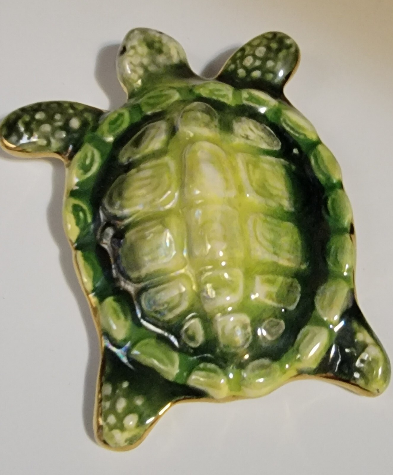 Artisan Turtle Brooch Ceramic 3" EUC Handmade Han… - image 2