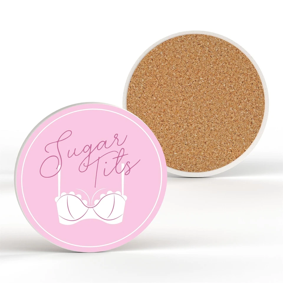 GLOBAL DESIGNS Sugar T*ts Humour Themed Funny Ceramic Coaster Secret Santa Gift Idea
