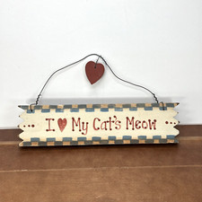 I Love My Cat's Meow 12" Long Handcrafted Wood Wall Hanging Plaque Sign Art