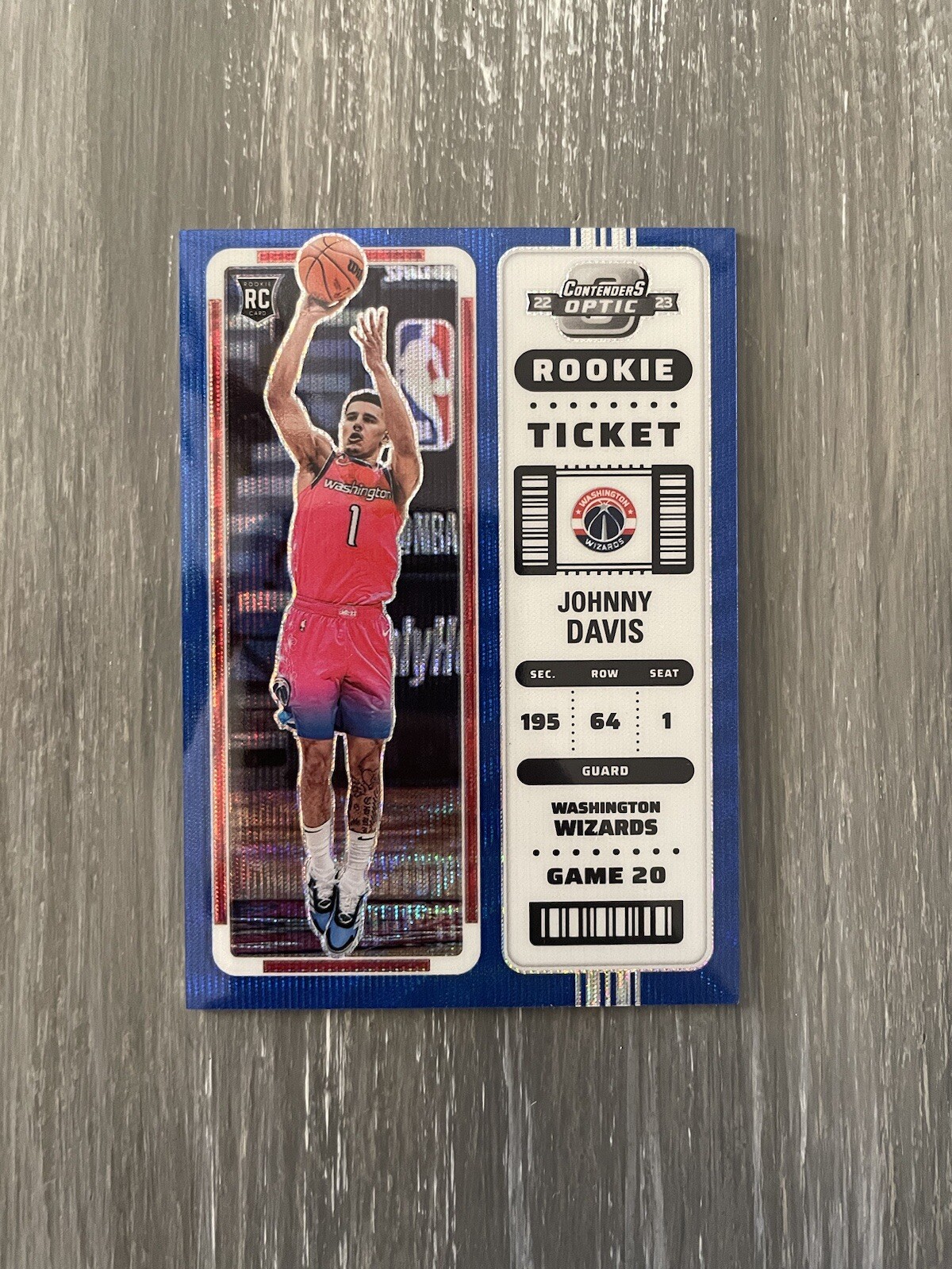 Johnny Davis Blue Wave 16/45 RC 2022-23 Contenders Optic Rookie Ticket Prizm #13