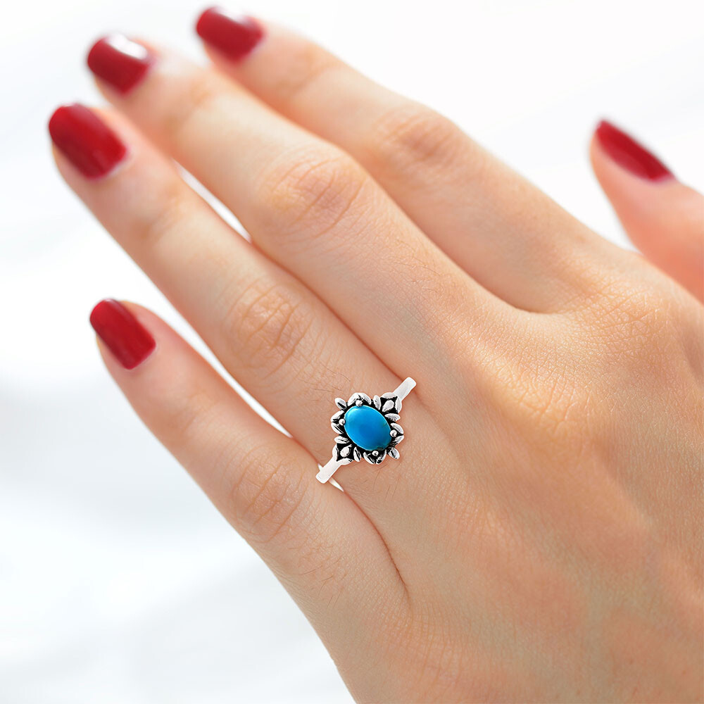 Koral Jewelry Round Moonstone Ring - 925 Sterling Silver, Delicate Boho Vintage Style, Size 8 - View #2