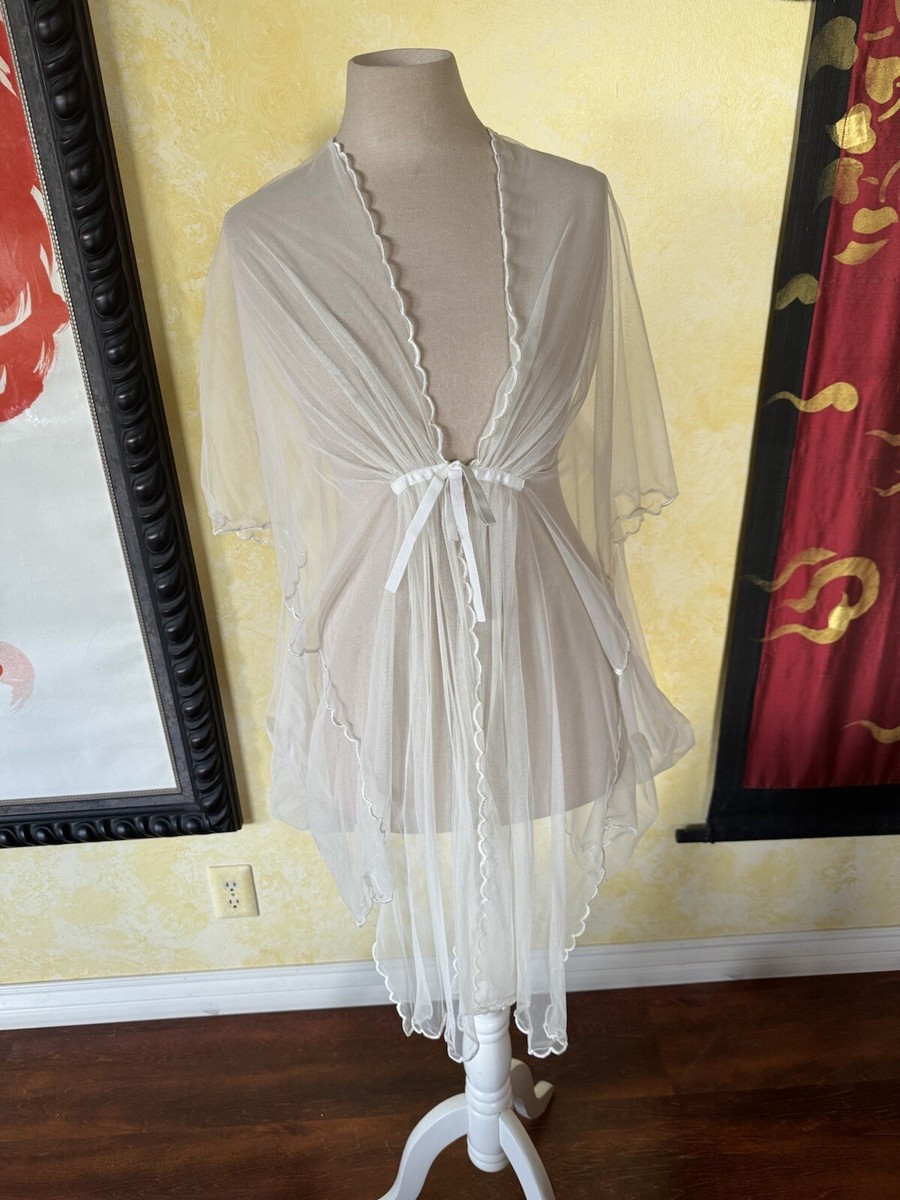 Travel様 Nataya Sheer Jacket Wrap White Ivory NWT M Mesh Net Coverup Bridal