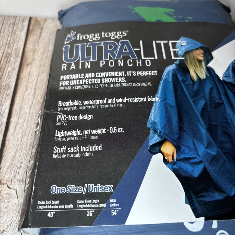 New Frog Toggs Ultra - Lite Blue Rain Poncho One Size - Image 2 of 4