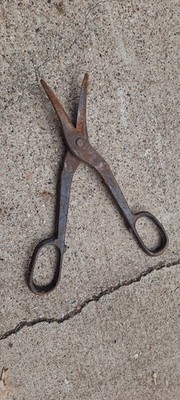 Old 1940's Scissor Type USA Forged Steel Tin Snips Sheet Metal Cutters