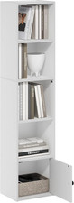 Luder - Libreria a 5 Ripiani Con 1 Anta Portaoggetti, Colore: Bianco