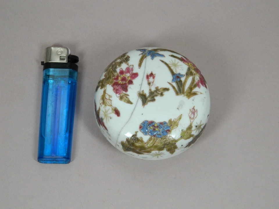 Deckeldose für Siegellack aus Porzellan Dose Marke China Qing 19./20. Jhd. - Bild 2 von 4