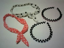 womens girls lot 4 ribbon headbands plastic beaded head hair bands Sale 0.99