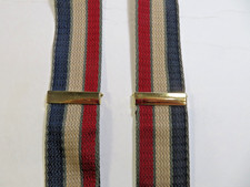 TRAFALGAR blue navy/beige/red Suspenders Braces,brass/leather hardware