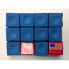 Master BLUE Pool Billiard Cue Q Stick Chalk Doz. Box 12-Pack 1 Dozen 12 ct.