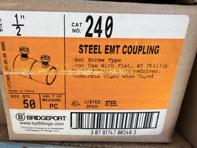 1/2'' EMT Set Screw Coupling #240