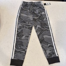 Adidas Athletic Cuffed Pants Jogger Youth Medium Black Abstract Side Stripes NWT
