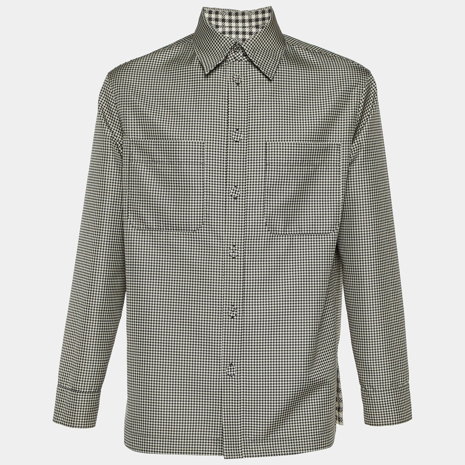 Fendi BlackWhite Houndstooth Patterned Reversible… - image 2
