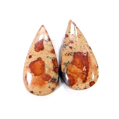 Asteroid Jasper Pair Natural Pear Cabochon Loose Gemstone 17.85Cts.