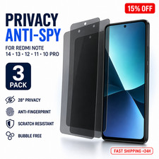 For Xiaomi Redmi Note 14 13 12 11 10 Pro 3Pcs Privacy Anti-Spy Screen Protector
