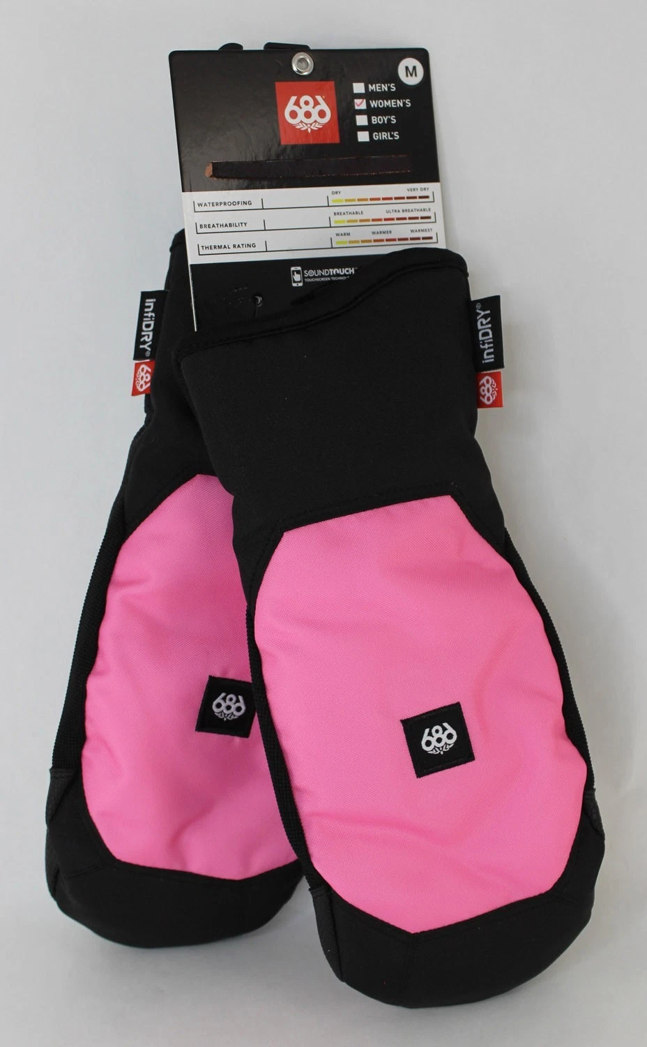 686 Women's Revel Winter Snow Mitts, Medium Knockout Pink New