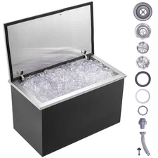 24"x20"x15" Drop in Ice Chest Ice Cooler Ice Bin Stainless Steel w/Cover