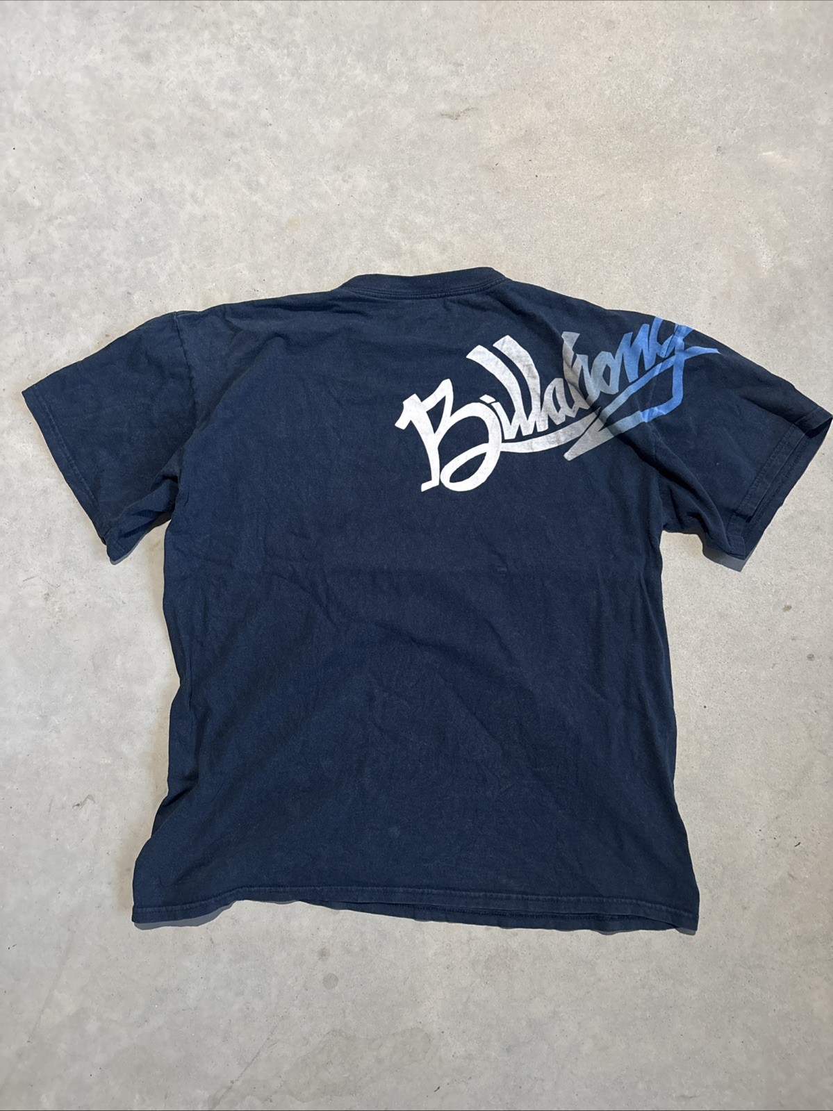 Y2K Billabong Navy Blue Surf Graphic Logo T-Shirt  - Size: XXL