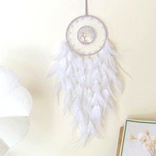Dream Catchers, White Dream Catcher Tree of Life Wall Decor, with Natural Hea...