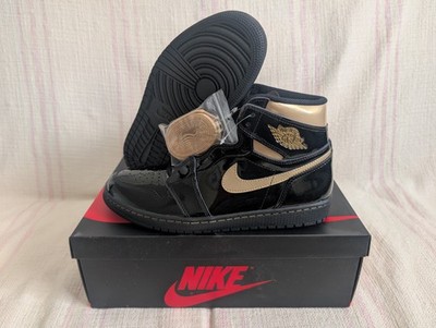 Nike Air Jordan 1 Retro High Black Metallic Gold Patent AJ1 555088 032 Size 10