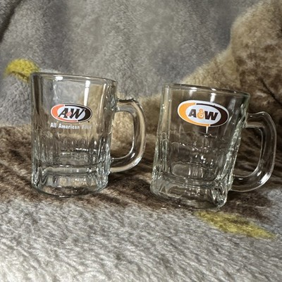 Set of two Vintage  Matching  A&W Root Beer Mini 3.25'' Mug Oval Logo AW Original