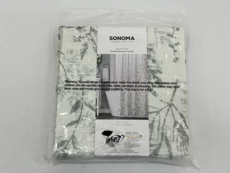 Sonoma Goods For Life Cortina de Ducha Floral Tela Gasa Tejida 70 in x 72 in NUEVO Foto 3 de 4