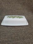Pyrex Corelle Crazy Daisy Spring Blossom Butter Dish Vintage Green, 1/4 Pound