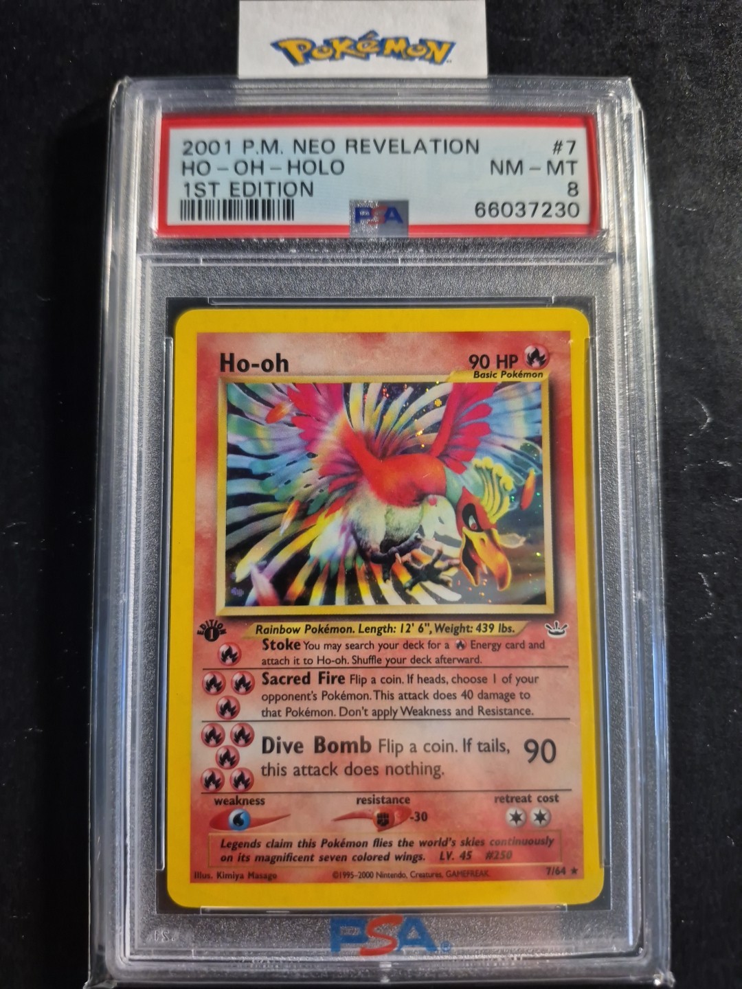 First Edition 2001 Pokemon Neo Revelation 7/64 Ho-oh Holo PSA NM-MT 8