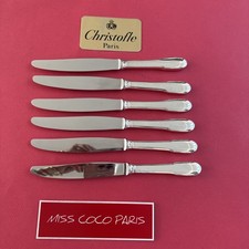 COUTEAUX TABLE  CLUNY 6  24,5 CM CHRISTOFLE FRANCE TRÈS BEL ÉTAT METAL ARGENTÉ
