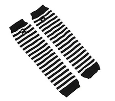 UPSTORE 1Pair Black + White Stripe Long Arm Warmer Fingerless Gloves Knitted 