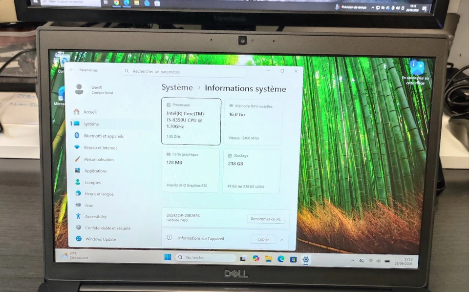 Dell Latitude 7490 · i5-8350U · 16GB · 256GB, photo 3 sur 5