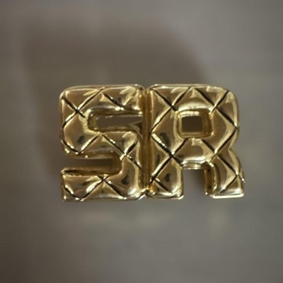 Sonia Rykiel Brosche Gold SR geprägt Vintage Schmuck Sammlerstück