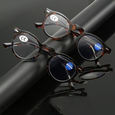 Round Blue Light Blocking Fashion Large Frame Reading Glasses Men Women