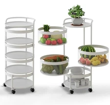 Rotating Kitchen Storage Shelf Rack, 360° Rotating Fruit and Vegetable Storag...