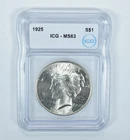 1925 Peace Silver Dollar MS63 ICG *0775