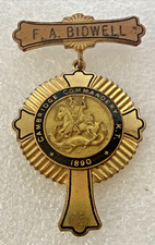Masonic Knights Templar Medal - Cambridge Commandery K.T 1890 - F.A. Bidwell