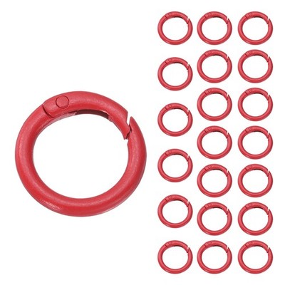 24 Pcs Trigger Spring O Rings, 0.6'' Snap Clip Welded Metal Rings, Red