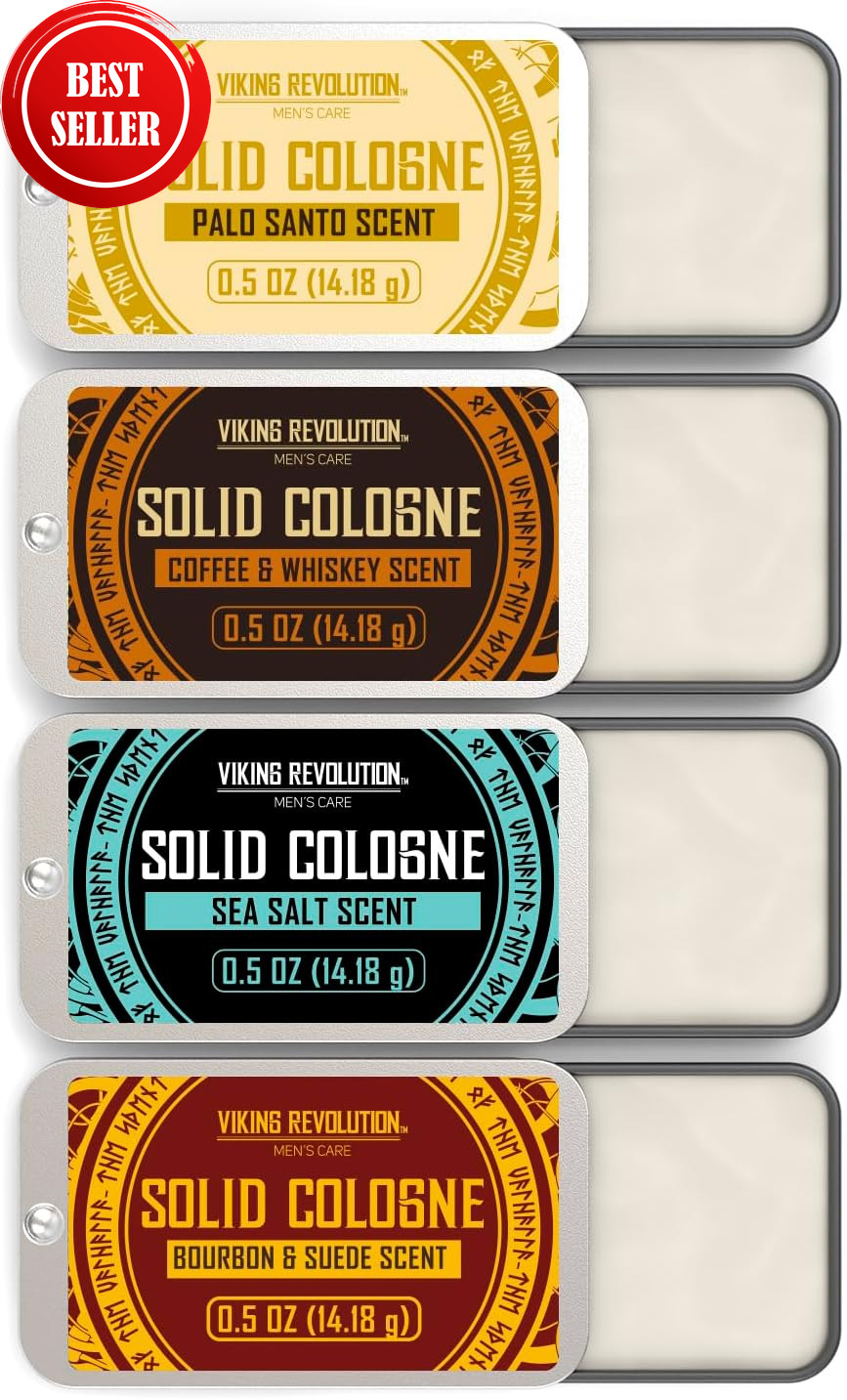 4 Pack Solid Cologne for Men - Men'S Cologne Gift Set Including Coffee and Whisk