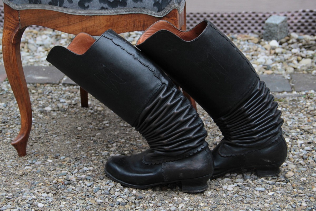 Dachauer Tracht Faltenstiefel Stiefel beschlagen Hufeisen schwarz