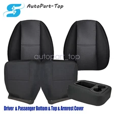 For Chevy Silverado 2007-2014 Front Bottom-Top Seat & Center Armrest Cover Black