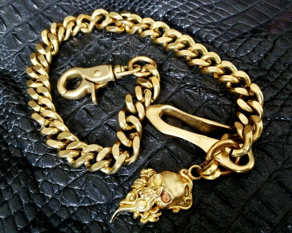 Llavero de latón real para hombre billetera de motociclista calavera de roca motocicleta tractor recuerdo Foto 2 de 4