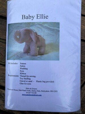 Baby Ellie Elefant Spielzeug Nähset Erben & Gnaden Gingham Stoff, Muster, Augen